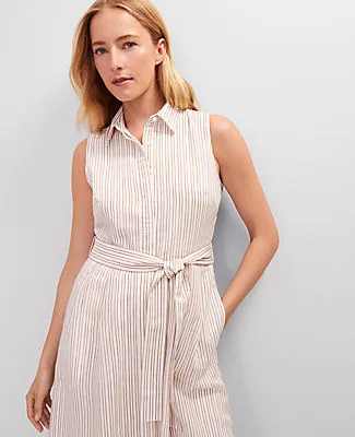 Ann Taylor Striped Flare Midi Shirtdress sold by Ann Taylor product image thumbnail 3