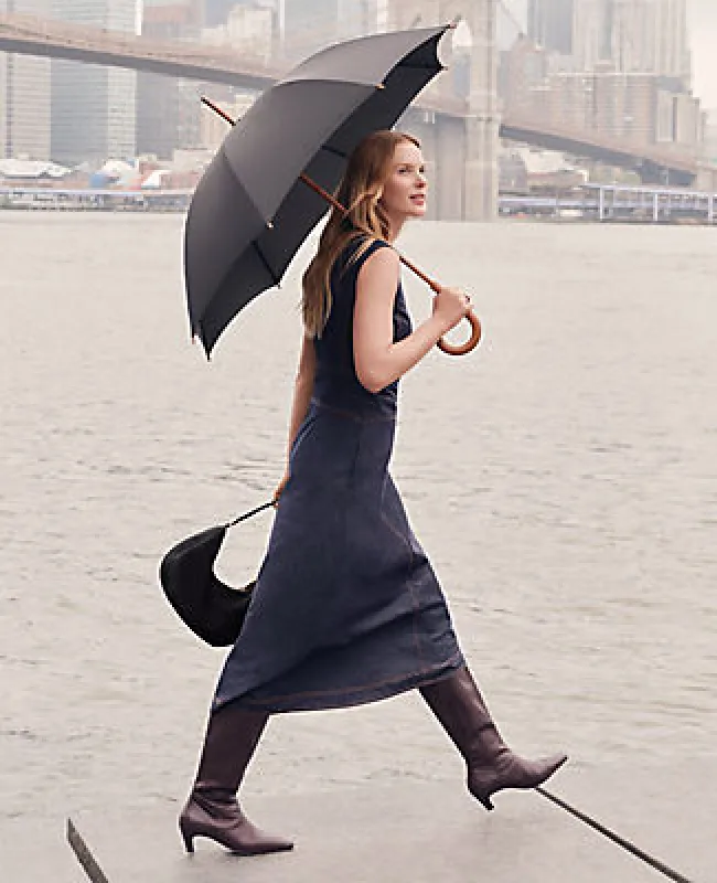 Ann Taylor Petite Weekend Collection Crew Neck Flare Midi Dress sold by Ann Taylor