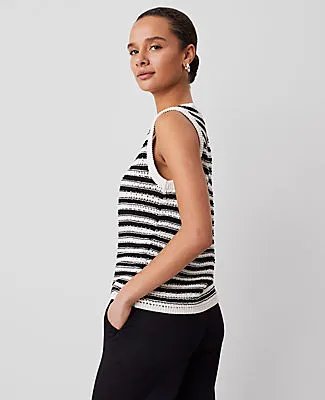 Ann Taylor Petite Weekend Collection Striped Open-Stitch Sweater Shell Top sold by Ann Taylor product image thumbnail 2