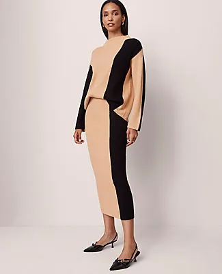 Ann Taylor Colorblock Ribbed Mock Neck Sweater sold by Ann Taylor product image thumbnail 4