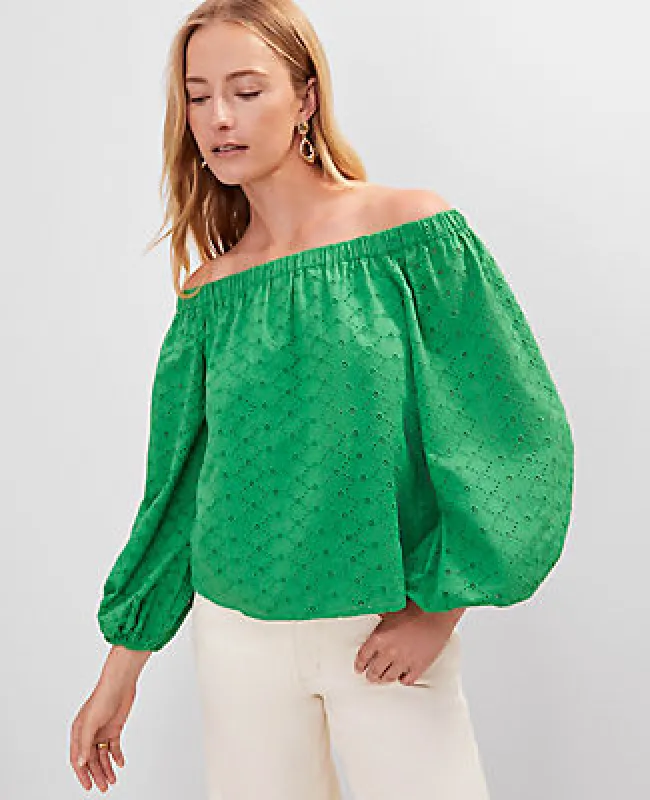 Ann Taylor Tall Eyelet Off The Shoulder Top sold by Ann Taylor