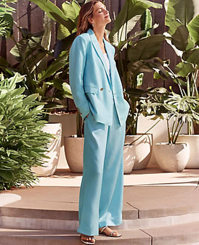 Ann Taylor The Petite Pull-On Wide-Leg Pant in Satin sold by Ann Taylor