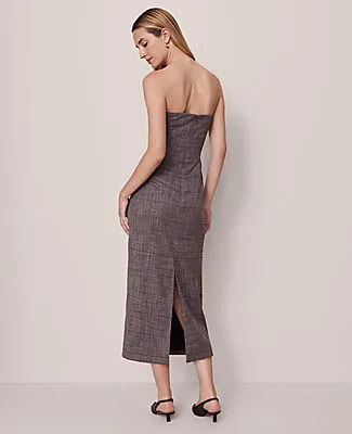Ann Taylor Petite Gathered Strapless Midi Dress in Plaid sold by Ann Taylor product image thumbnail 3