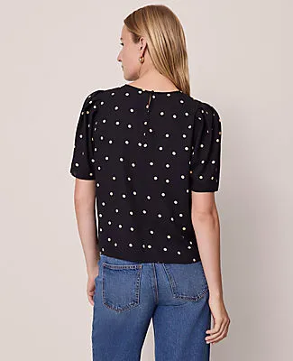 Ann Taylor Dotted Puff Sleeve Blouse sold by Ann Taylor product image thumbnail 2