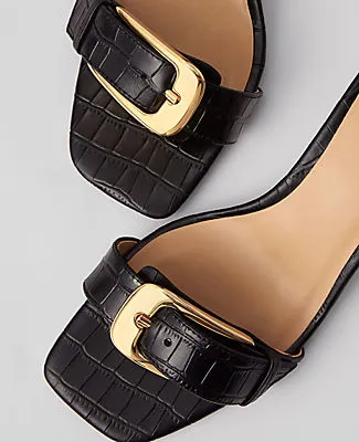 Ann Taylor Chunky Buckle Embossed Kitten Heel Sandals sold by Ann Taylor product image thumbnail 2