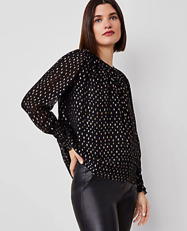 Ann Taylor Metallic Clip Shirred Top sold by Ann Taylor