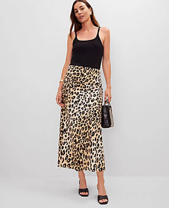 Ann Taylor Animal Print Linen Blend Bias Slip Skirt sold by Ann Taylor