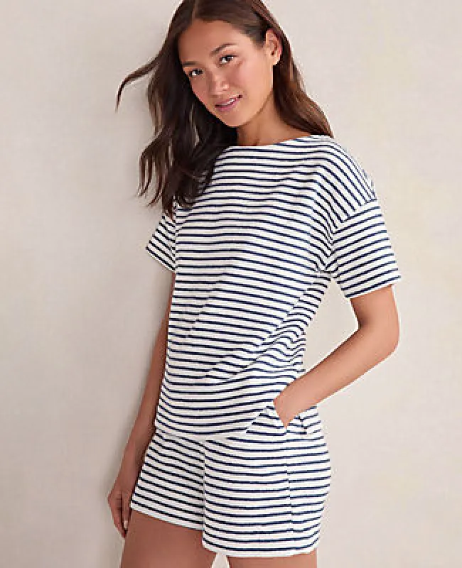 Ann Taylor Haven Well Within Cotton Blend Textured Stripe Bateau Neck Top sold by Ann Taylor