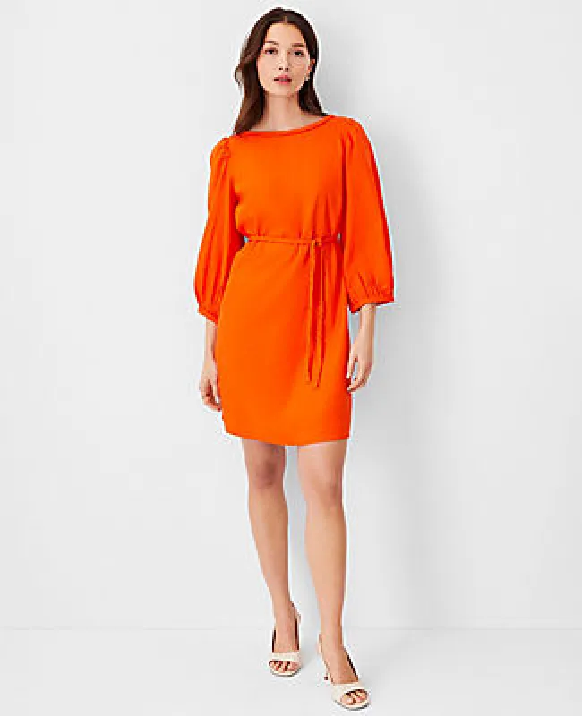 Ann Taylor Linen Blend Puff Sleeve Belted Shift Dress sold by Ann Taylor