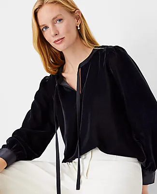 Ann Taylor Velvet Tie Neck Top sold by Ann Taylor product image thumbnail 3