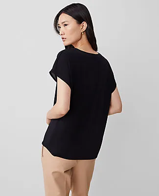 Ann Taylor Petite Mixed Media Pleat Front Top sold by Ann Taylor product image thumbnail 2