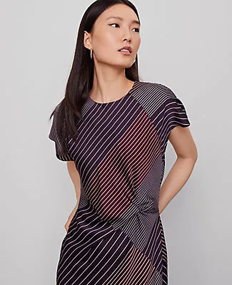 Ann Taylor Striped Satin Twist Midi Dress sold by Ann Taylor product image thumbnail 3
