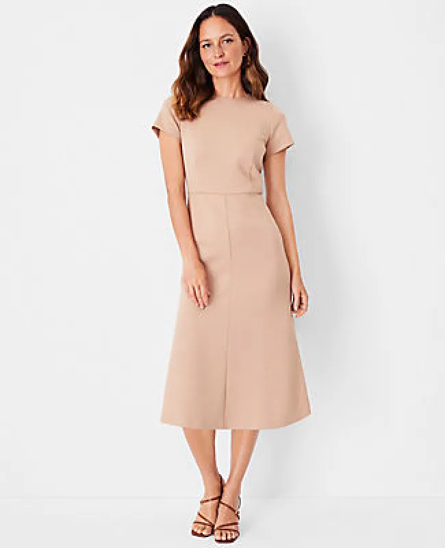 Ann Taylor The Petite Flare Dress in Double Knit sold by Ann Taylor