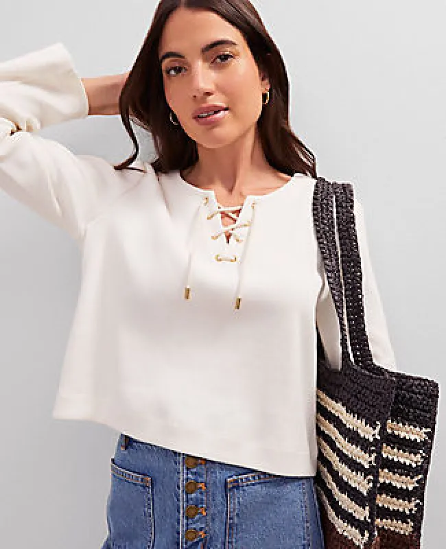 Ann Taylor Weekend Collection Lace-Up Top made by Ann Taylor