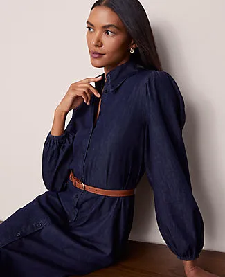 Ann Taylor Chambray Column Midi Dress sold by Ann Taylor product image thumbnail 3