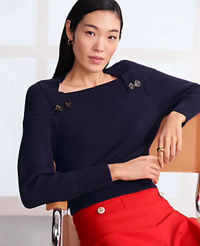 Ann Taylor Button Envelope Neck Sweater sold by Ann Taylor