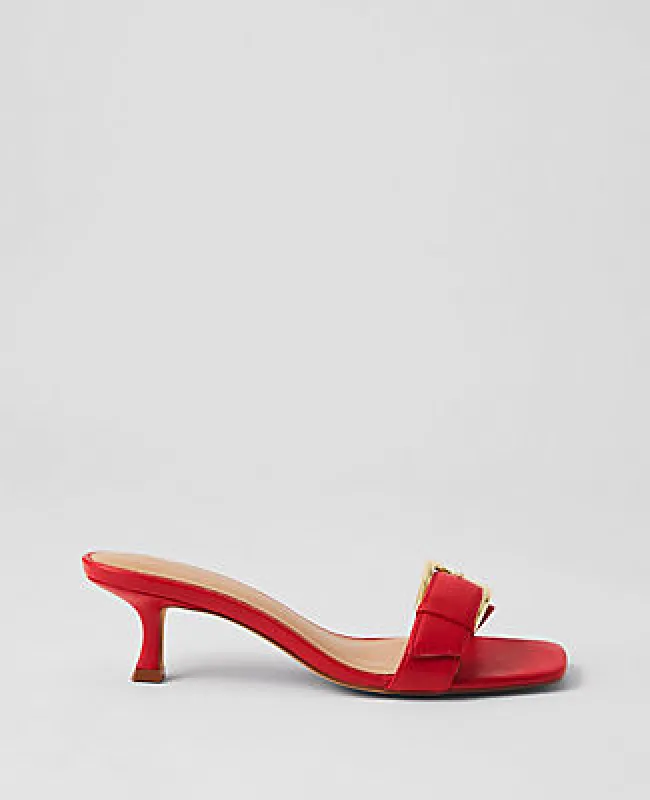 Ann Taylor Chunky Buckle Leather Kitten Heel Sandals sold by Ann Taylor