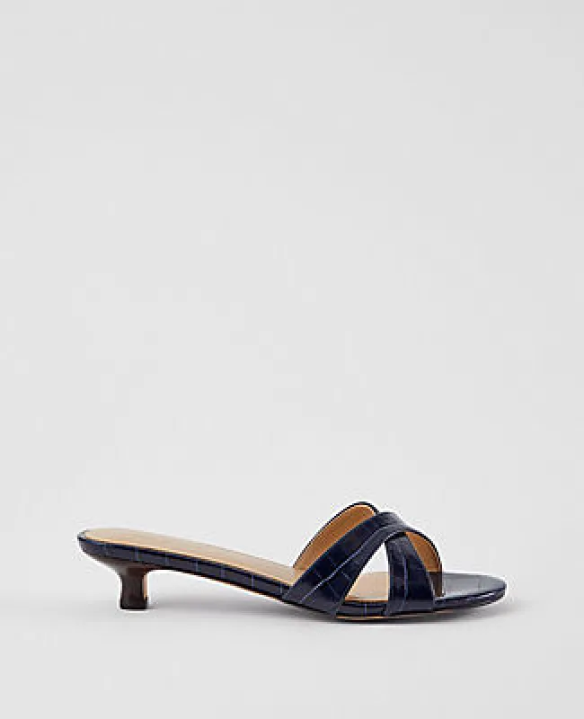 Ann Taylor Embossed Crossover Slingback Kitten Heel Sandals sold by Ann Taylor