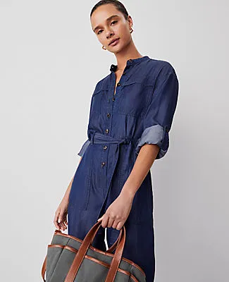 Ann Taylor Weekend Collection Chambray Stand Collar Jumpsuit sold by Ann Taylor product image thumbnail 4