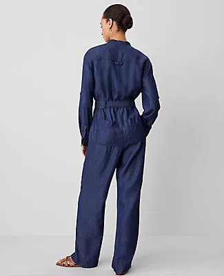 Ann Taylor Weekend Collection Chambray Stand Collar Jumpsuit sold by Ann Taylor product image thumbnail 3