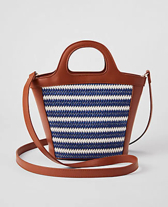 Ann Taylor Weekend Collection Striped Straw Shoulder Bag made by Ann Taylor