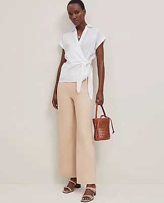 Ann Taylor The Flare Ankle Pant in Linen Blend sold by Ann Taylor