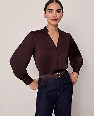 Ann Taylor Petite V-Neck Popover Top sold by Ann Taylor