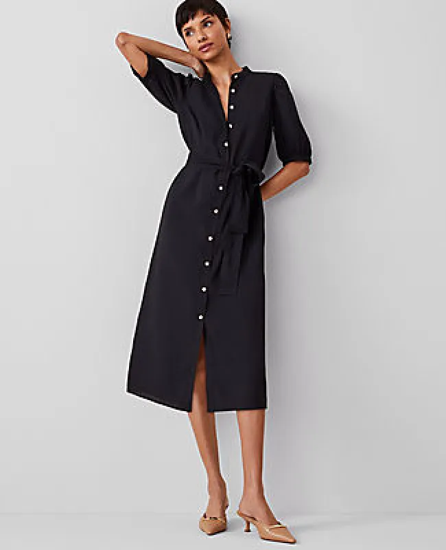Ann Taylor Petite Stand Collar Belted Midi Shirtdress sold by Ann Taylor