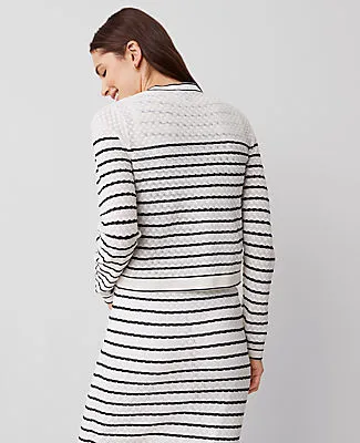 Ann Taylor Petite Textured Striped Pocket Cardigan sold by Ann Taylor product image thumbnail 2