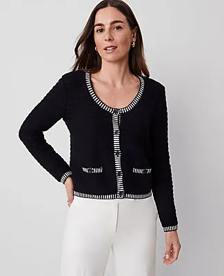Ann Taylor Geo Stitch Sweater Jacket sold by Ann Taylor
