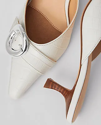 Ann Taylor Buckle Nip Toe Embossed Kitten Heels sold by Ann Taylor product image thumbnail 2