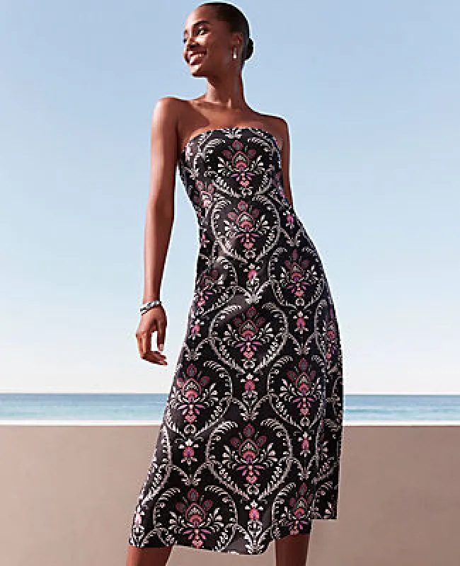 Ann Taylor Floral Linen Blend Midi Dress sold by Ann Taylor