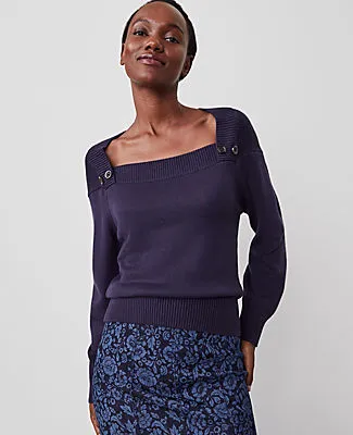 Ann Taylor Petite Button Envelope Neck Sweater sold by Ann Taylor product image thumbnail 2