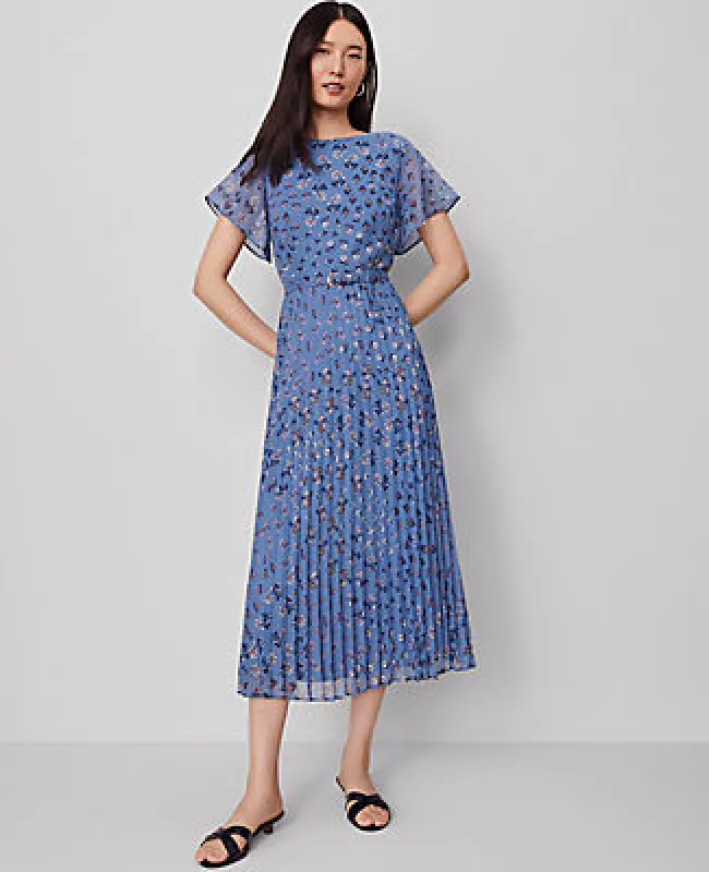 Ann Taylor Floral Pleated Midi Dress sold by Ann Taylor