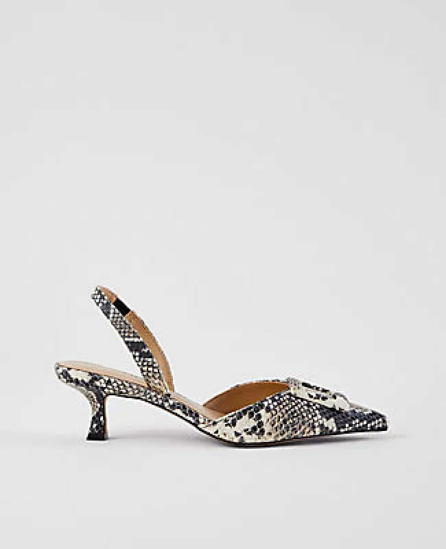 Ann Taylor Snake Print Pointy Toe Buckle Slingback Pumps sold by Ann Taylor