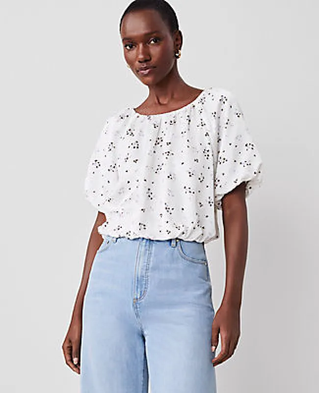 Ann Taylor Floral Bubble Hem Top sold by Ann Taylor