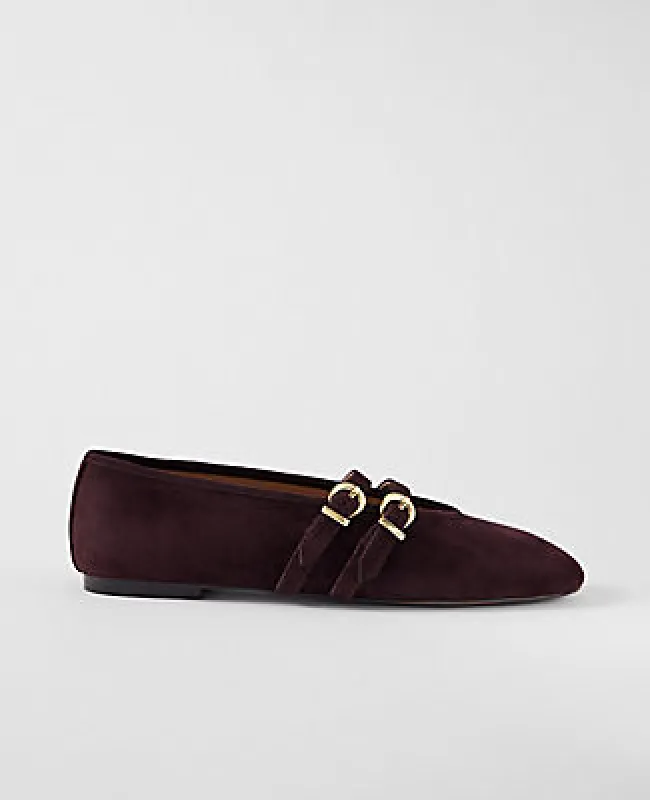 Ann Taylor Buckled Suede Ballet Flat sold by Ann Taylor