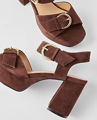 Ann Taylor Chunky Buckle Suede Platform Sandals sold by Ann Taylor product image thumbnail 2