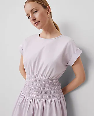 Ann Taylor Smocked-Waist Midi Flare Dress sold by Ann Taylor product image thumbnail 4