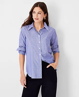 Ann Taylor Petite Striped Relaxed Perfect Shirt sold by Ann Taylor product image thumbnail 2