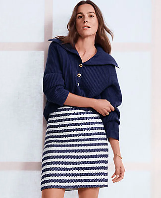 Ann Taylor Petite Ribbed Button Sweater sold by Ann Taylor