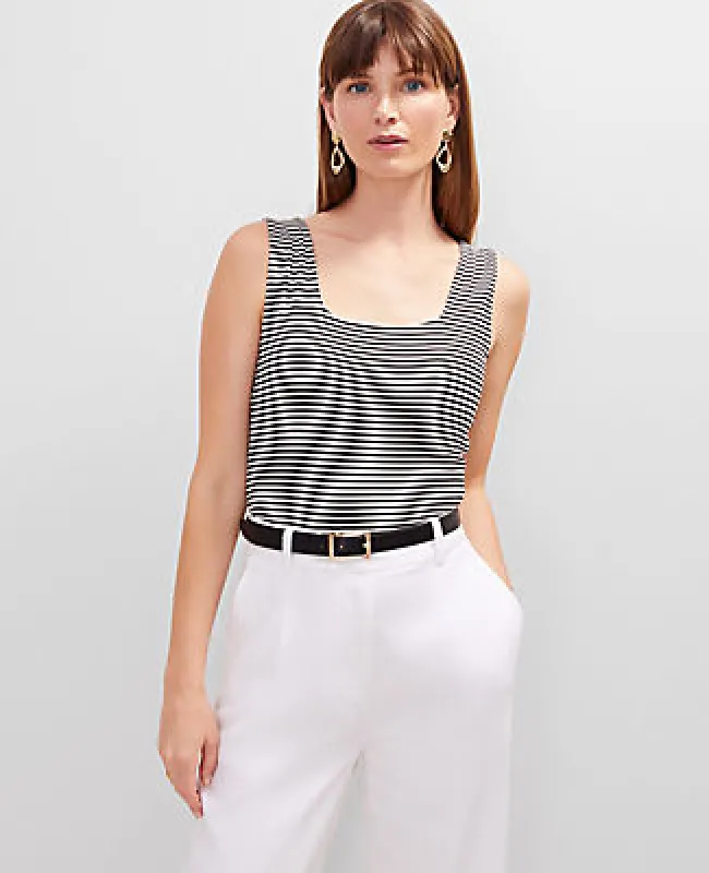 Ann Taylor Striped Square Neck Tank Top sold by Ann Taylor