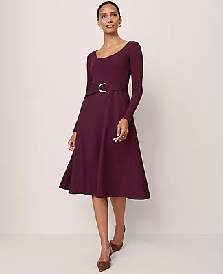 Ann Taylor Mixed Media Flare Midi Dress sold by Ann Taylor product image thumbnail 3