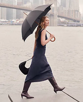 Ann Taylor Petite Weekend Collection Crew Neck Flare Midi Dress sold by Ann Taylor