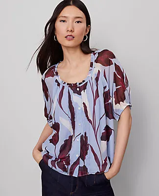 Ann Taylor Floral Pintucked Raglan Popover Top sold by Ann Taylor