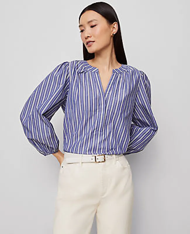Ann Taylor Striped Puff Sleeve Blouse sold by Ann Taylor