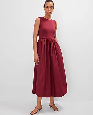 Ann Taylor Petite Crew Neck Mixed Media Flare Dress sold by Ann Taylor