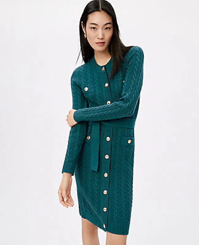 Ann Taylor Belted Cable Sweater Dress sold by Ann Taylor