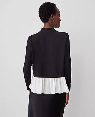 Ann Taylor Petite Ruffle Hem Mixed Media Top sold by Ann Taylor product image thumbnail 2