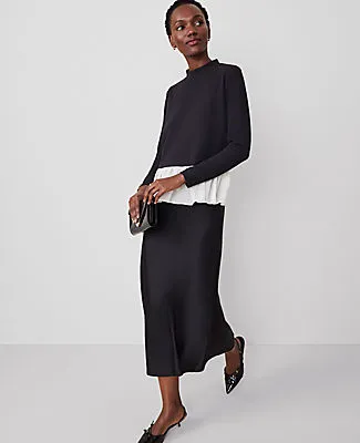 Ann Taylor Petite Ruffle Hem Mixed Media Top sold by Ann Taylor product image thumbnail 3